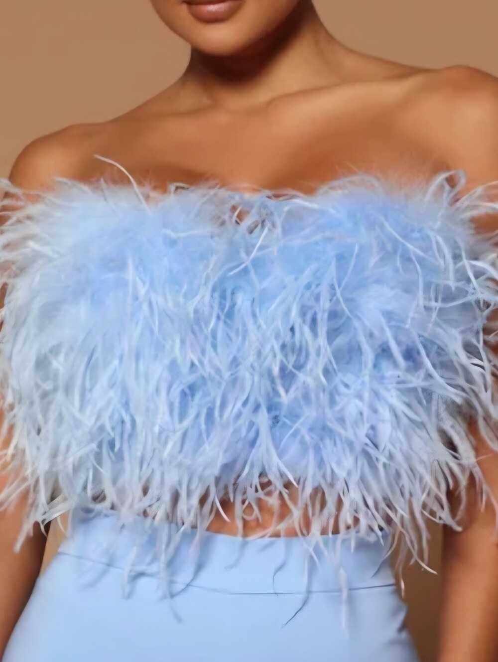 Nova Luxe Large Feathered Crop Tank Top Bustier L
